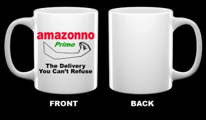 Set of 2 amazonno the delivery you cant refuse white mugs