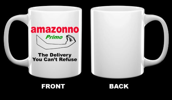 Set of 2 amazonno the delivery you cant refuse white mugs