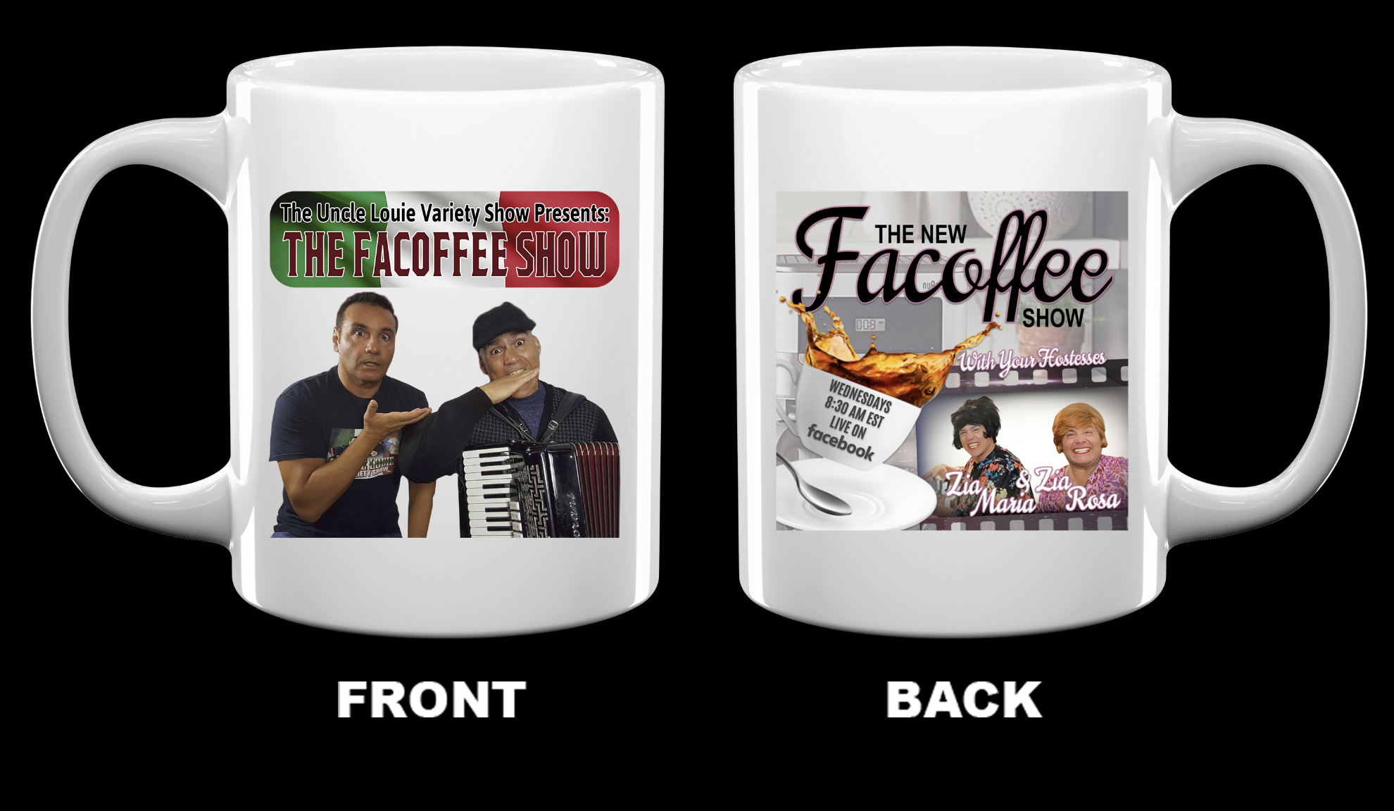 2 italian flag facoffee show white ceramic mugs